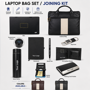 Custom Promotional Personalized 8 in 1 Laptop Bag Gift Set Business Joining Kit PU Leather Briefcase Box Pen <b>Wallet</b> Water Bottle - Product Image 1