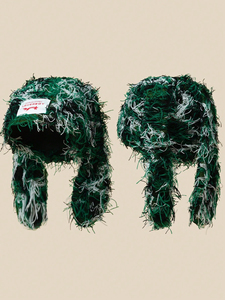 <b>Red</b> Black Faux Fur Trapper Hat Ear Flap Winter Cap Shaggy Furry Outdoor Headwear - Product Image 5