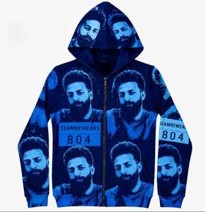 Sudadera con Capucha y Cremallera para Hombre SEAMREWEARS, Estampado Completo Azul, Estilo Casual, Corte Regular, Tejido de Poliéster, Estilo Otoñal - Product Image 1