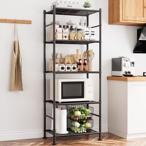 Étagère de rangement métallique réglable à 5 niveaux, 18 po de largeur x 12 po de profondeur x 56 po de hauteur, capacité de 500 lb, étagère en fer antirouille - Product Image 3