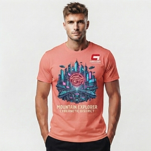 Camiseta con Estampado Gráfico para Hombre, Camiseta de Algodón Suave con Diseño Original, Construcción Ligera, Estilo Relajado, Estampado Personalizado - Product Image 1