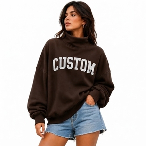 Sweat-shirt surdimensionné à col montant, style baggy, design personnalisé, pour femme, vêtements décontractés écologiques pour l'extérieur, pull-over - Product Image 1