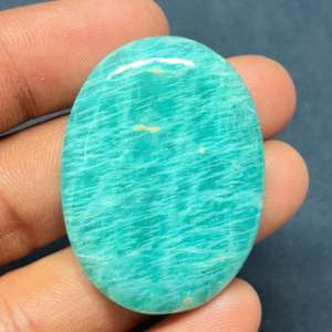Amazonita de MAHNAJ GEMS, Gema Natural de Amazonita, Corte Ovalado, Cabujón Pulido, Gema Suelta con Reverso Plano para Joyería - Product Image 2
