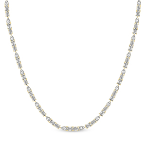 Multi-Shaped Lab Grown Created Diamond <b>Tennis</b> <b>Necklace</b> Unique Design Elegant Sparkling Chain Crafted From 10k/14k Original <b>Gold</b> - Product Image 4