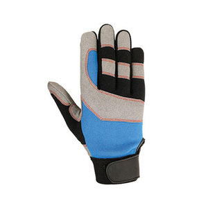 Anti-Slip Textured Work <b>Gloves</b> With Elastic Wristband Gray Blue Polyester General Purpose Safety <b>Gloves</b> - Product Image 2