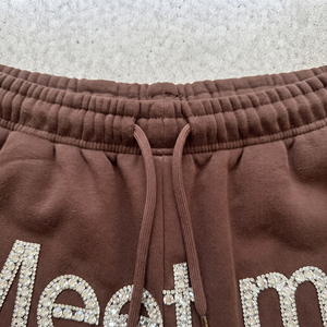 Shorts en molleton OEM 450 GSM avec strass pour homme, taille à cordon, en coton épais, pour l'hiver - Product Image 4