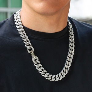 Best Quality Luxury Moissanite Diamond Cuban Link <b>Chain</b> Necklace for Men Hip Hop Jewelry <b>Iced</b> <b>Out</b> Shine Available for Sale - Product Image 4