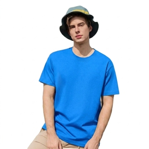 เสื้อยืดคอกลมแขนสั้นสีเหลืองสำหรับผู้ชาย ผ้าฝ้าย ทรงปกติ สวมใส่สบาย สีพื้น ผ้าเจอร์ซีย์ถัก ย้อมสีเรียบ - Product Image 4