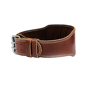 <b>Brown</b> Leather Waist Support Belt with Metal Buckle for Men Adult Compression Back Brace - Product Image 3