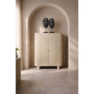 Armario moderno de madera maciza de roble natural de 2 puertas, diseño para sala de estar, entrada, zapatero delgado, organizador de almacenamiento y gabinete. - Product Image 1