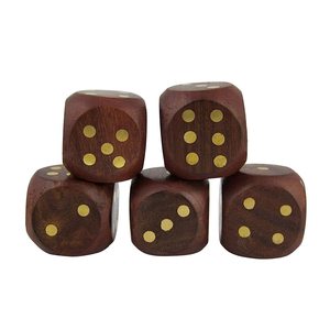 Antlantic Wood Store - Dés en bois pour jeux de casino, Ludo, Serpent et Échelle - Fabriqués à la main, vintage, 20 mm, avec boîte de rangement en bois, Marron - Product Image 5