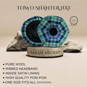 Sombrero Tradicional Escocés Tam o' Shanter con Pompón, Gorro de Lana Acrílica del Clan de las Tierras Altas, Venta al Por Mayor - Product Image 3