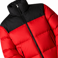 Veste matelassée rouge et noire personnalisée pour homme, veste d'hiver chaude à capuche, 100% haute qualité, mode outdoor, légère, isolée, avec fermeture éclair
