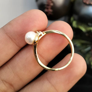 Anillo Ajustable de Perlas de Agua Dulce Cuadradas con Diamantes Americanos y Diseño Floral, Talla Única, Banda Abierta, Joyería de Perlas, Anillo Redimensionable, Proveedor - Product Image 3