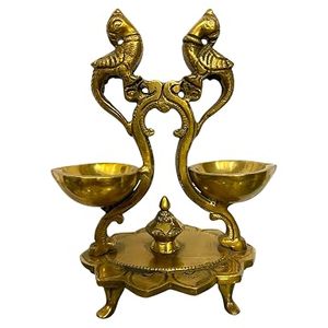 ZARA ENTERPRISES ZE740 Brass Round Industrial Oil Lamp for Puja Diwali Golden Engraved Tabletop Vase - Product Image 5