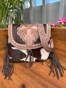 Bolso de mano de piel de vaca hecho a mano occidental Real, bolso de noche elegante, conjunto combinado de embrague de piel con herramientas, estilo de moda único para mujer - Product Image 3