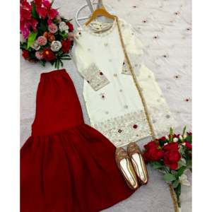 Conjunto de traje de fiesta hermoso para mujer-Sharara y Fancy Dupatta - Product Image 3