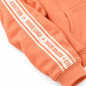 Sudadera con Capucha Unisex de Alta Calidad, Color Naranja Coral, 100% Algodón Felpa, Logotipo Personalizado, Franja Frontal, Transpirable, Secado Rápido, OEM, ODM - Product Image 4