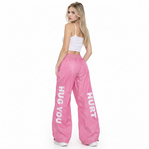 Wholesale Streetwear <b>Windbreaker</b> Pants Women High Waist Side Letter Printed Wide Leg Nylon Pant Quick Dry Hiking <b>Camping</b> Trouser - Product Image 3