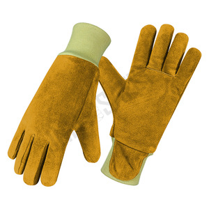 Gants de sécurité industriels jaunes en cuir de vachette pleine fleur, durables, antidérapants, anti-coupure, avec protection de poignet en aramide, résistants aux étincelles, à la chaleur et au feu - Product Image 5