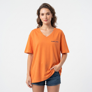 Camiseta de Verano para Mujer, Cuello en V, Holgada, Color Sólido, Informal, Manga Corta, Venta al Por Mayor, Alta Calidad - Product Image 2