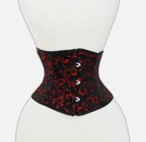 FancyShape <b>Women</b> Black Red Waist Cincher <b>Corset</b> Firm Control Seamless Shapewear Hook-and-Eye Design Breathable Nylon Adult Size - Product Image 1