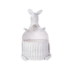 Handmade Bunny Shaped Rattan Storage <b>Basket</b> <b>with</b> <b>Lid</b> for Kids Room and Nursery Decor - Product Image 3