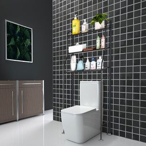Scaffale portaoggetti a 3 livelli da posizionare sopra il WC, facile da montare, salvaspazio per il bagno. - Product Image 3
