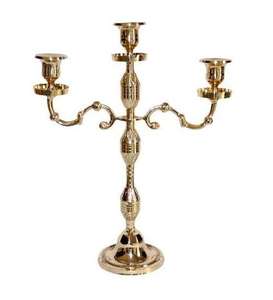 Accessoires de mariage, artisanat, chandelier en métal, porte-bougie en fer plaqué or, décoration de mariage à domicile, candélabre - Product Image 1