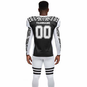 Ensemble Maillot et Short de Football Américain Personnalisé pour Adultes et Jeunes, en Polyester Respirant 100% avec Sublimation et Broderie Tackle Twill - Product Image 2