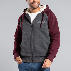 Vente en gros de sweats à capuche unisexes pour hommes, style décontracté, grammage lourd, couleur unie, coupe oversize, zippés, en polyester/coton - Product Image 2