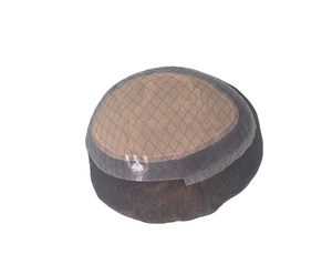 Silk Pro Model color # 4 Remy Human Hair Toupee <b>Wig</b> for <b>Men</b> with Capillary Patches and Non-Needle Insertion - Product Image 2