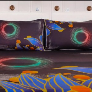 Juego de sábanas premium en color oscuro con estampado artístico de neón y fundas de almohada a juego, decoración de dormitorio moderna y lujosa - Product Image 3