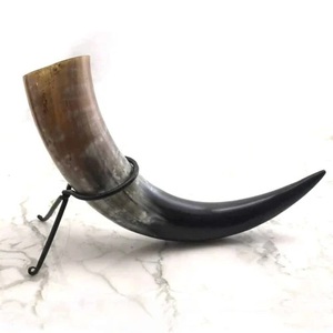 Corne à boire naturelle en laiton avec support en fer, corne à boire unique en laiton naturel, corne à boire viking pour bière et vin - Product Image 4