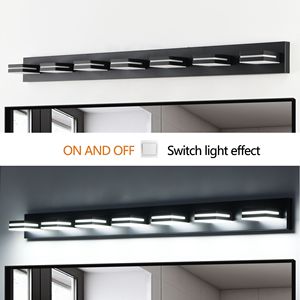 Modern Sleek Minimalist Design 7-<b>Light</b> LED <b>Vanity</b> Wall Sconce Energy Efficient Easy Installation Black Bathroom <b>Mirror</b> - Product Image 6