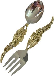 Customizable Elegant Metal Flatware Set with Fork <b>Spoon</b> Knife Pieces for Dining Room and Buffet Service - Product Image 2