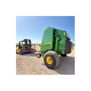 John Deere Square Baler Green Agricultural Equipment 4 Wheel <b>Tractor</b> Attached - Product Image 1