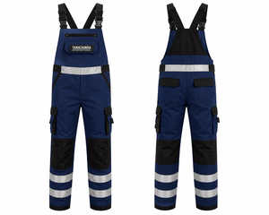 Hi Vis Reflective Safety Clothing Unisex <b>Waterproof</b> Breathable Cotton PU Coated Ripstop Bib Pants Heavy Duty Multi Pocket - Product Image 4