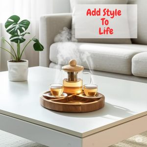 Plateau rond en bois avec 4 compartiments, plateau à collations et fruits secs, décoratif, qualité luxueuse, multi-usages, pour servir des fruits secs - Product Image 3