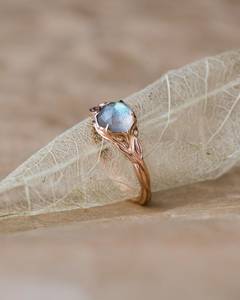 Bague de fiançailles en argent sterling 925 plaqué or 14 carats, motif branche de labradorite Tika, bijou naturel, pierre précieuse bleu-vert IGI - Product Image 2