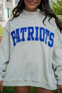 Sudadera Oversize de Cuello Alto para Mujer con Estampado de Letras Patriots, 100% Algodón Tejido, Manga Larga, Ropa de Invierno Bordada - Product Image 2