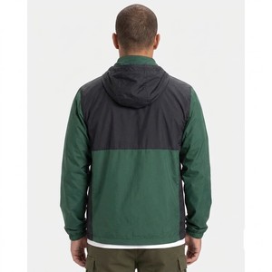 Men's Forest Green <b>Black</b> Hooded <b>Windbreaker</b> Jacket Water Resistant Full Zip Lightweight Outdoor Training Running Coat - Product Image 2