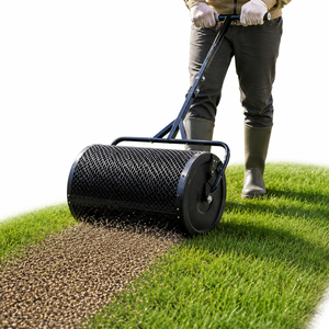 Épandeur de compost à pousser avec tambour en treillis métallique, rouleau robuste pour tourbe, pelouse, jardin et nivellement du sol ODGGAD017 - Product Image 1