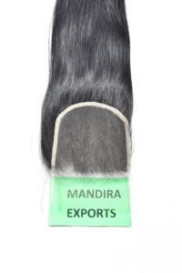 Extensiones de Cabello Remy 100% de Alta Calidad, Cierre 5*5 HD de la Mejor Calidad, Cabello Humano Virgen Liso de Doble Trama, Color Oscuro - Product Image 4