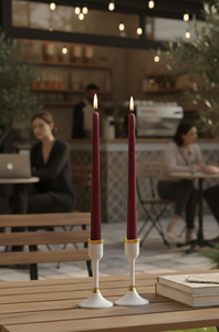 Juego de Velas Cónicas de Parafina Borgoña Premium, 2 Velas Hechas a Mano sin Humo ni Aroma para Fiestas, Bodas, Salas de Estar y Dormitorios - Product Image 2