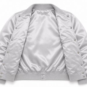 Veste universitaire en satin brodée sur mesure, coupe ajustée, style bomber, pour garçons, en polyester, avec logo brodé personnalisé, vestes pour hommes - Product Image 2