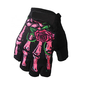 Half Finger Cycling <b>Gloves</b> Red <b>Black</b> Polyester Unisex Summer Pull-On Closure Breathable <b>Mesh</b> - Product Image 4