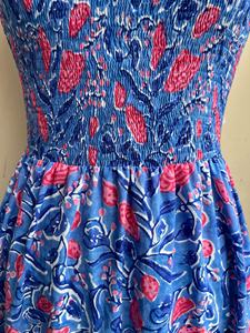 Vestido largo vintage de algodón indio con estampado floral hecho a mano, cuello cuadrado y túnica hasta el suelo para mujer. - Product Image 5