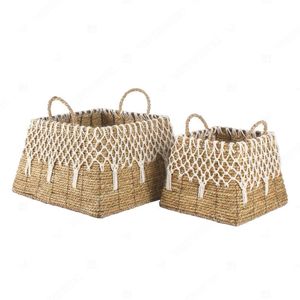 MACRAME NET <b>Woven</b> <b>Basket</b> Seagrass Hyacinth <b>Basket</b> Storage Organization Bin Craft Storage Clothes Organizer - Product Image 4