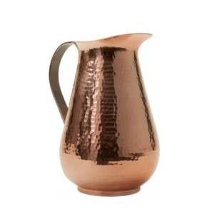 Hammered Copper Pitcher with Brass Handle and Lid Honeycomb Pattern Rustic Handcrafted Drinkware Traditional - Product Image 3